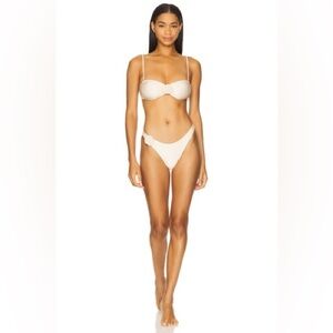 Bananhot Lula Bikini Set Macadamia NWT Top S Bottom L Neutral Minimalist Swim
